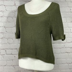 NWT Mudd Green Cable Knit Crop Boho Sweater S